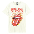 Vintage White - Front - Amplified Mens Hot Tongue The Rolling Stones T-Shirt