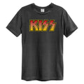 Charcoal - Front - Amplified Unisex Adult Classic Distressed Kiss Logo T-Shirt