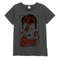 Charcoal - Front - Amplified Womens-Ladies Aladdin Sane David Bowie T-Shirt