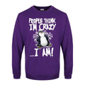 Purple - Front - Psycho Penguin Mens People Think Im Crazy Sweatshirt