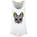 White - Front - Grindstore Womens-Ladies Sugar Skull Kitten Vest Top