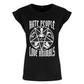 Black-White - Front - Grindstore Womens-Ladies Hate People Love Animals T-Shirt