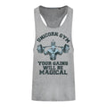 Grey - Front - Grindstore Mens Unicorn Gym Racerback Vest Top