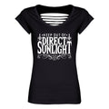 Black-White - Front - Grindstore Womens-Ladies Keep Out of Direct Sunlight T-Shirt