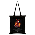 Black-Burgundy-White - Front - Spooky Cat The Devil Tarot Tote Bag