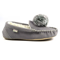 Grey - Back - Lazy Dogz Womens-Ladies Bessie Suede Slippers