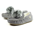 Grey - Pack Shot - Lazy Dogz Womens-Ladies Bessie Suede Slippers