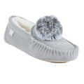 Grey - Front - Lazy Dogz Womens-Ladies Bessie Suede Slippers