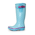 Pale Blue-White-Pink - Side - Lunar Womens-Ladies Polka Dot Wellington Boots