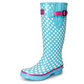 Pale Blue-White-Pink - Pack Shot - Lunar Womens-Ladies Polka Dot Wellington Boots