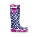 Purple-Dark Pink-White - Back - Lunar Womens-Ladies Polka Dot Wellington Boots