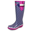 Purple-Dark Pink-White - Pack Shot - Lunar Womens-Ladies Polka Dot Wellington Boots