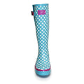 Pale Blue-White-Pink - Front - Lunar Womens-Ladies Polka Dot Wellington Boots