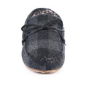 Black - Close up - Lazy Dogz Childrens-Kids Lumber Moccasin Slippers