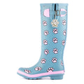 Teal - Lifestyle - Lazy Dogz Womens-Ladies Cookie Paw Print Wellington Boots