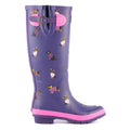 Blue - Back - Lazy Dogz Womens-Ladies Harper Dog Print Wellington Boots