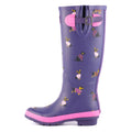 Blue - Side - Lazy Dogz Womens-Ladies Harper Dog Print Wellington Boots