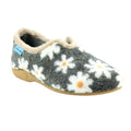 Grey - Front - Lunar Womens-Ladies Daisy Slippers