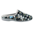 Grey - Side - Lunar Womens-Ladies Crackle Slippers