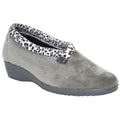 Grey - Front - Lunar Womens-Ladies Paloma Leopard Print Slippers