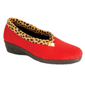 Red - Front - Lunar Womens-Ladies Paloma Leopard Print Slippers