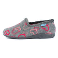 Grey-Pink - Side - Lunar Womens-Ladies Jolly Hearts Slippers