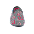 Grey-Pink - Close up - Lunar Womens-Ladies Jolly Hearts Slippers