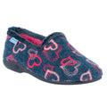 Blue-Pink - Front - Lunar Womens-Ladies Jolly Hearts Slippers