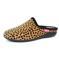 Brown-Black - Pack Shot - Lunar Womens-Ladies Ghana Cheetah Slippers