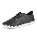 Black-White - Back - Lunar Womens-Ladies St Ives Leather Plimsolls