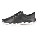 Black-White - Side - Lunar Womens-Ladies St Ives Leather Plimsolls