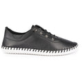 Black-White - Lifestyle - Lunar Womens-Ladies St Ives Leather Plimsolls