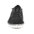 Black-White - Close up - Lunar Womens-Ladies St Ives Leather Plimsolls