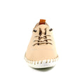 Beige-White - Pack Shot - Lunar Womens-Ladies St Ives Leather Plimsolls