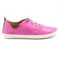 Fuchsia-White - Side - Lunar Womens-Ladies St Ives Leather Plimsolls