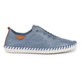 Mid Blue - Side - Lunar Womens-Ladies St Ives Leather Plimsolls