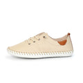 Beige - Back - Lunar Womens-Ladies St Ives Leather Plimsolls