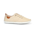 Beige - Side - Lunar Womens-Ladies St Ives Leather Plimsolls