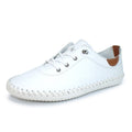 White - Close up - Lunar Womens-Ladies St Ives Leather Plimsolls