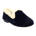 Navy - Front - Lunar Womens-Ladies Shake Faux Fur Trim Slippers