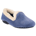 Blue - Front - Lunar Womens-Ladies Shake Faux Fur Trim Slippers