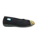 Black - Back - Lunar Womens-Ladies Jessie Leopard Print Slippers