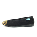 Black - Side - Lunar Womens-Ladies Jessie Leopard Print Slippers