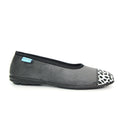 Grey - Back - Lunar Womens-Ladies Jessie Leopard Print Slippers