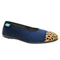 Blue - Front - Lunar Womens-Ladies Jessie Leopard Print Slippers