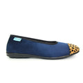 Blue - Back - Lunar Womens-Ladies Jessie Leopard Print Slippers