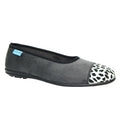 Grey - Front - Lunar Womens-Ladies Jessie Leopard Print Slippers