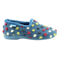 Mid Blue - Side - Lunar Womens-Ladies Helix Polka Dot Slippers