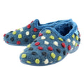 Mid Blue - Pack Shot - Lunar Womens-Ladies Helix Polka Dot Slippers