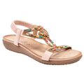 Pink - Back - Lunar Womens-Ladies Mariella Beaded Sandals